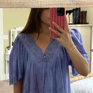 Free People Lavender Eyelet Blouse